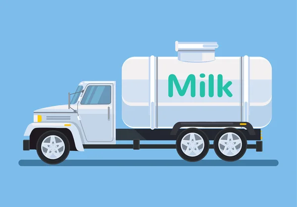 与牛奶的车。矢量平面卡通插画 — 图库矢量图片