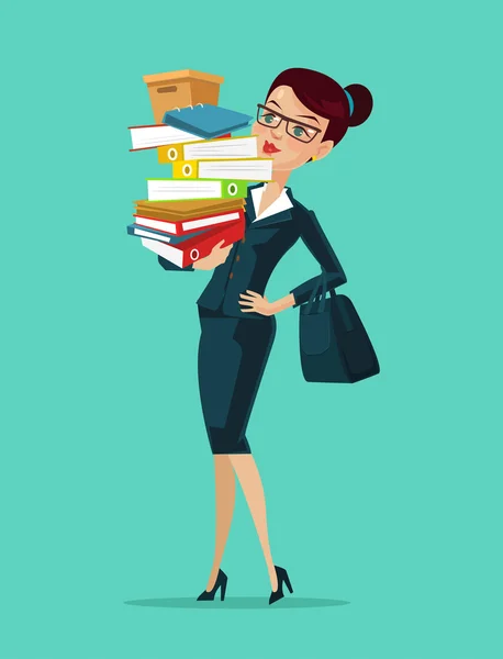 Žena sekretářka. Ploché kreslené vektorové ilustrace — Stockový vektor