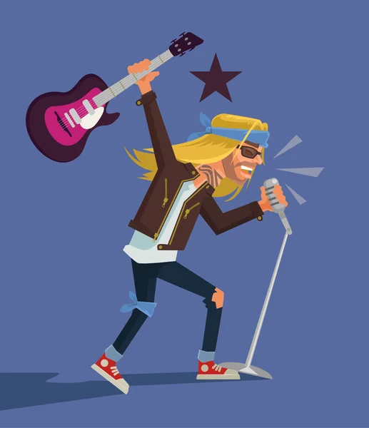 Rock star. Vector flat cartoon illustration — Stock Vector