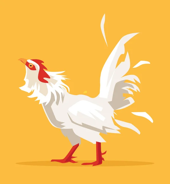 Weiße Hahnenkrähe. Vektor flache Cartoon-Illustration — Stockvektor
