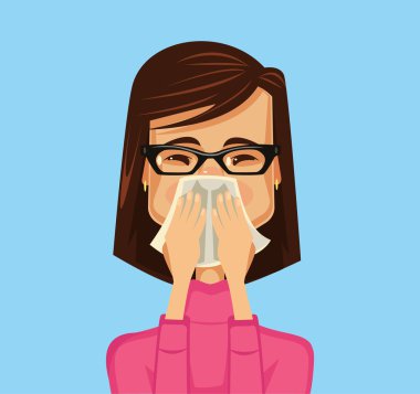 Allergy woman. Vector flat illustration clipart
