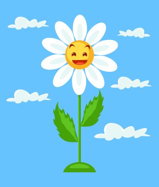 Beyaz papatya. Vektör düz çizgi film illüstrasyon