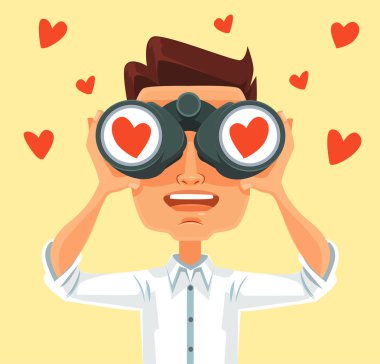 Aşık adam. Vektör düz çizgi film illüstrasyon