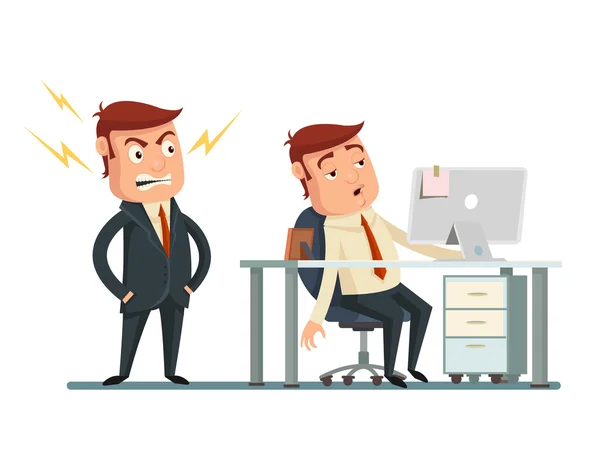 Angry boss. Vector flat cartoon illustration — Stock Vector