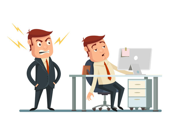 Angry boss. Vector flat cartoon illustration