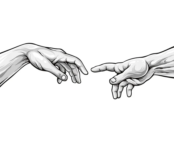 Adam handen. Zwart-wit vectorillustratie — Stockvector