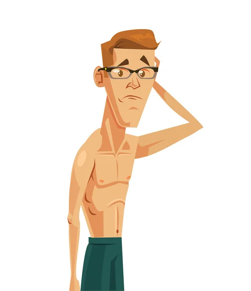 Weak man. Vector flat cartoon illustration — Stock Vector