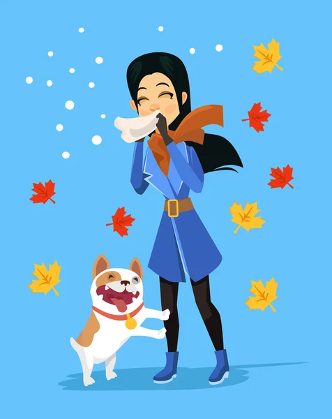 Allergic to pets. Vector flat cartoon illustration — Stock Vector