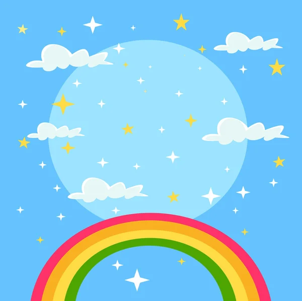 Sprookje regenboog achtergrond. Vectorillustratie platte cartoon — Stockvector