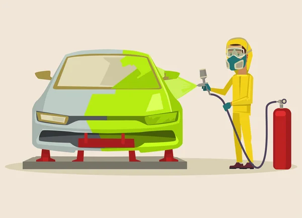 Peinture de voiture. Illustration vectorielle de dessin animé plat — Image vectorielle