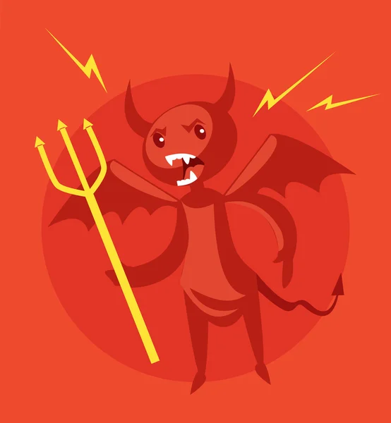 Diablo enojado. Vector plano ilustración de dibujos animados — Vector de stock