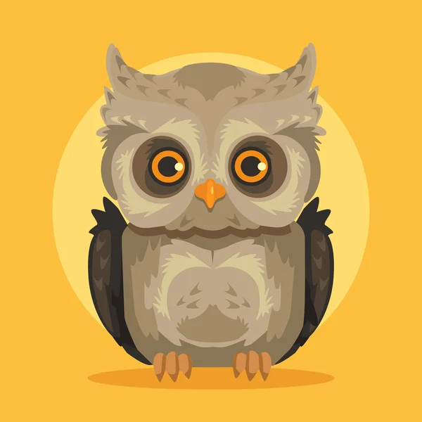 Vector flat cartoon owl illustration — Stock Vector