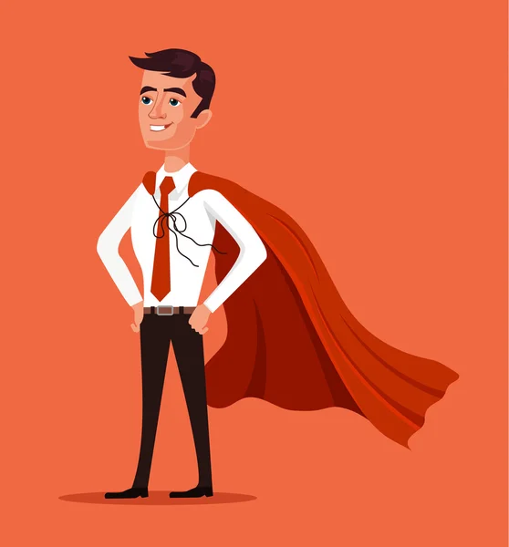Homem de negócios super-herói. Ilustração de desenho animado plano vetorial — Vetor de Stock