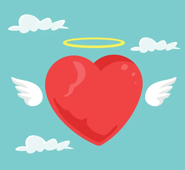 Angel heart. Vectorillustratie platte cartoon — Stockvector