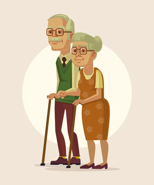 Šťastný pár prarodičů. Ploché kreslené vektorové ilustrace — Stockový vektor
