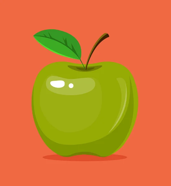 Manzana verde entera. Vector plano ilustración de dibujos animados — Vector de stock
