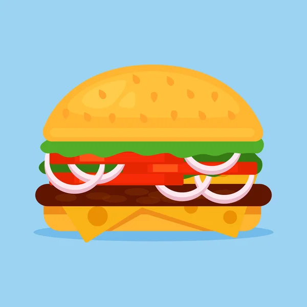 Lapos hamburger. Vektor rajzfilm lapos illusztráció — Stock Vector