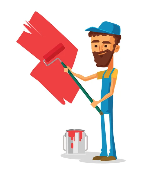 Man painter. Vector flat cartoon illustration — Stock Vector