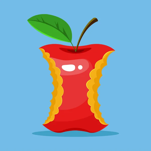 存根 （stub) 的红苹果。矢量平面卡通插画 — 图库矢量图片