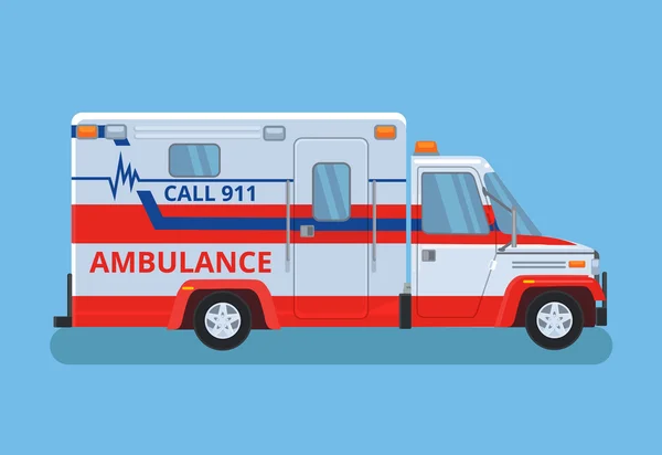 Carro de ambulância. Ilustração de desenho animado plano vetorial — Vetor de Stock