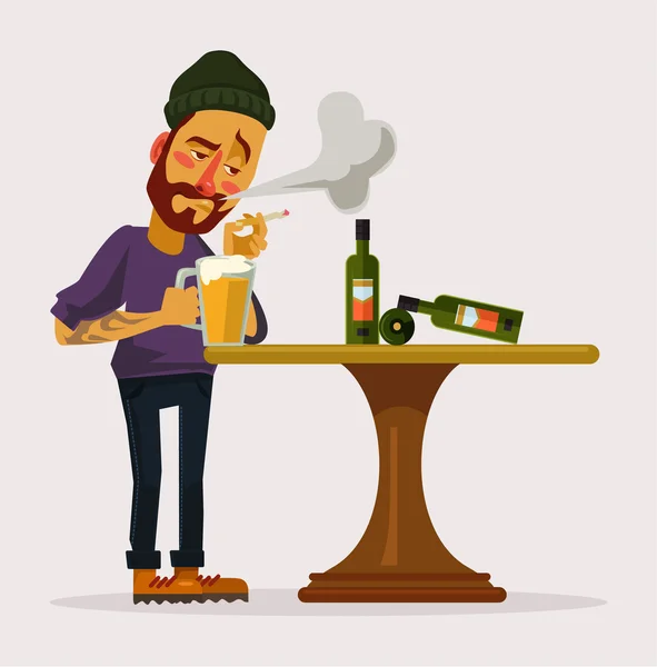 Hombre alcohólico. Un club nocturno. Vector plano ilustración de dibujos animados — Archivo Imágenes Vectoriales