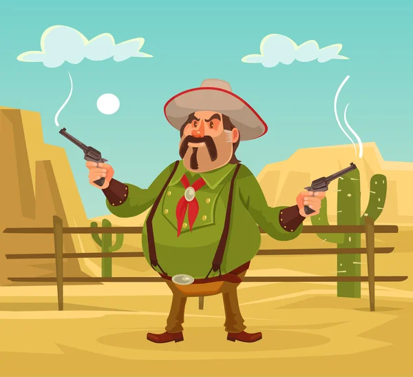 Ladrón mexicano. En el oeste. Ilustración de dibujos animados planos vectoriales. Ladrón en el desierto — Vector de stock