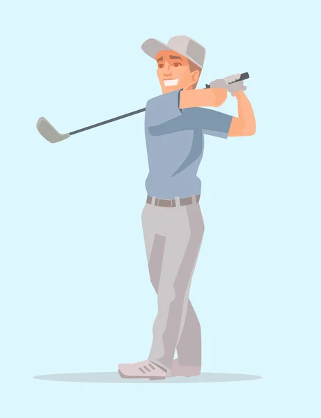 Giocatore di golf. Giocatore di golf retrò isolato. Un uomo gioca a golf. illustrazione del fumetto piatto vettoriale — Vettoriale Stock