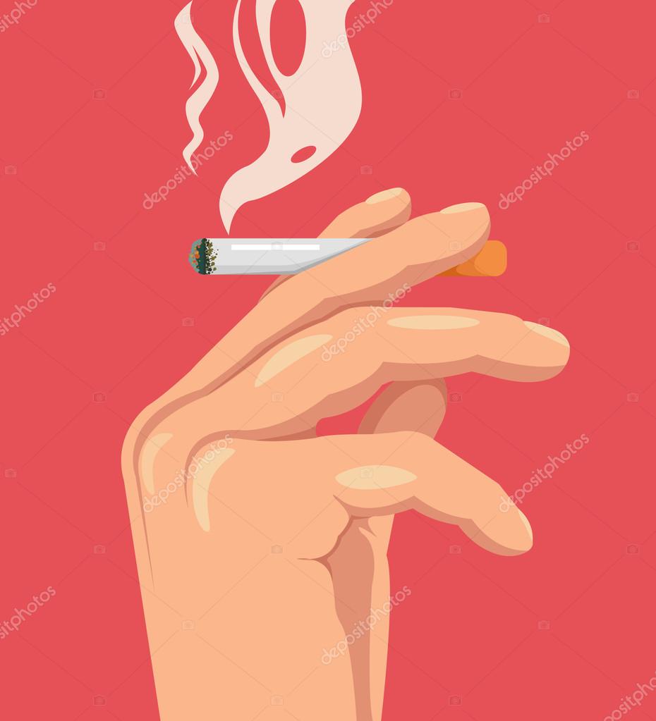 Håndholdt sigarett. Røyking dreper. Brennende sigarett. Illustrasjon av  vektorflate tegnefilmer stockvektor © prettyvectors #112153664, image size:930x1023