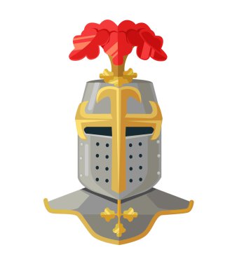 Knight helmet. Knight armour. Knight head. King armor. Vector flat cartoon illustration vector