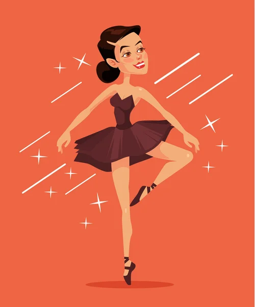 Zwarte ballerina. Vector platte cartoon illustratie — Stockvector