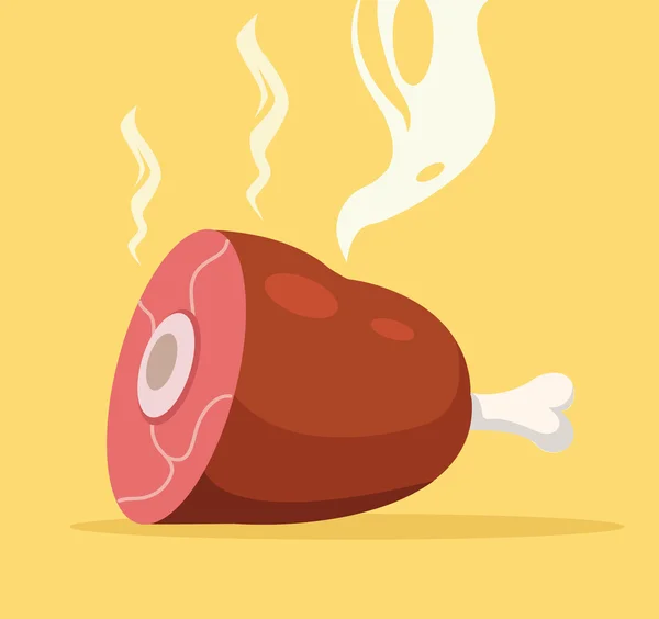 Gebraden poot. Grill varkenspoot. Barbecue vlees been. Vector platte cartoon illustratie — Stockvector