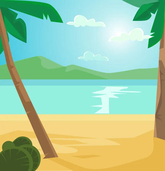 Plage tropicale sauvage vide. Illustration vectorielle de dessin animé plat — Image vectorielle