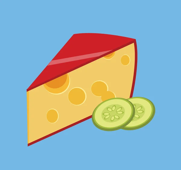 Ilustración de icono de dibujos animados planos de queso — Vector de stock