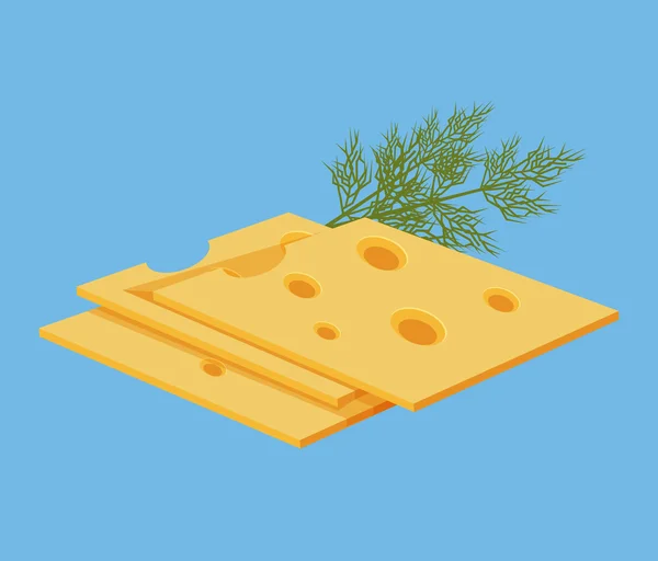 Rebanadas de queso. Ilustración de icono de dibujos animados planos vectoriales — Archivo Imágenes Vectoriales