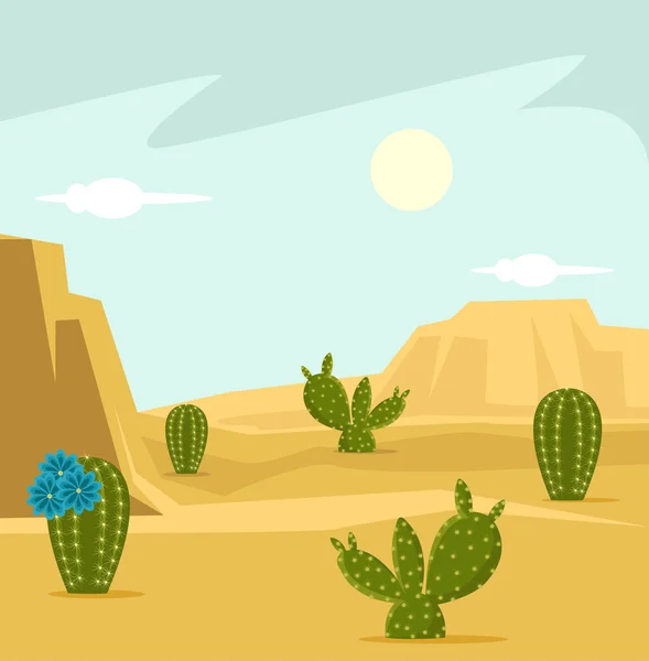 沙漠的背景。矢量平面卡通插画 — 图库矢量图片