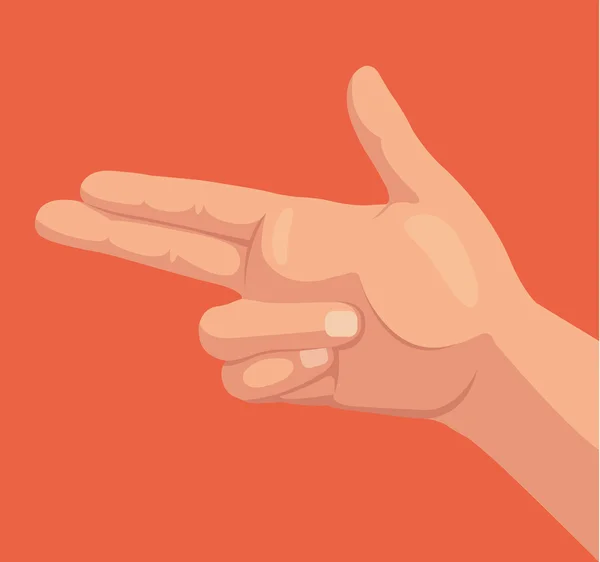 Hand waardoor vorm van puntige pistool. Vectorillustratie platte cartoon — Stockvector