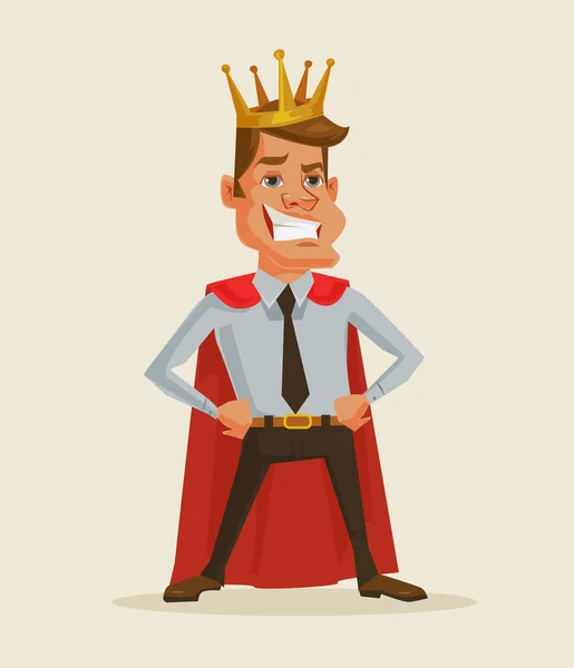 Empresário de sucesso. Homem de negócios King. Ilustração de desenho animado plano vetorial —  Vetores de Stock