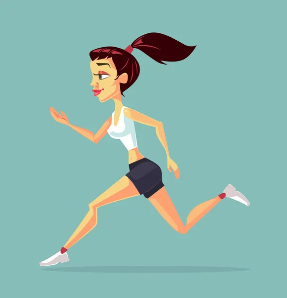 Mulher a correr. Mulher do desporto. Ilustração de desenho animado plano vetorial —  Vetores de Stock