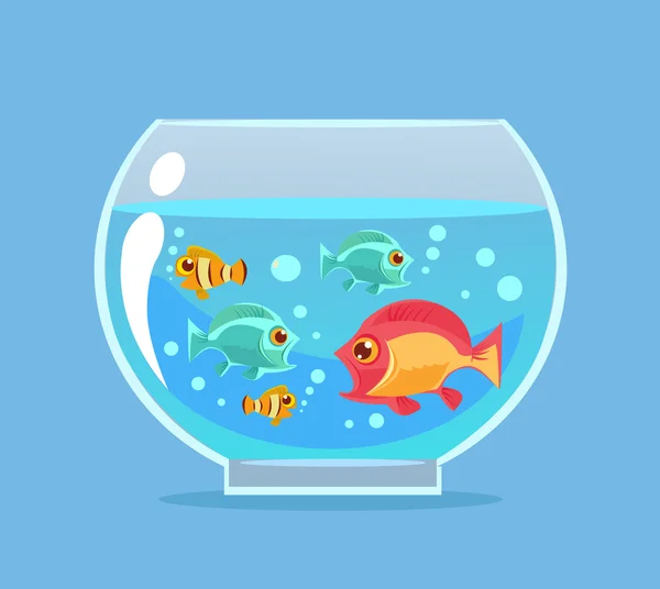 Peixe de aquário. Ilustração de desenho animado plano vetorial — Vetor de Stock