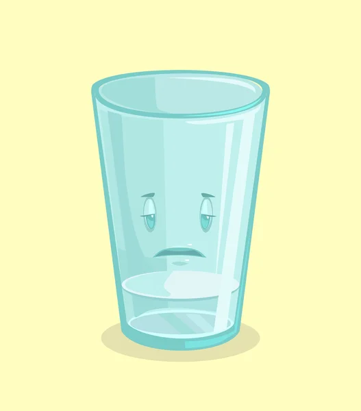 Tømt glas vand. Vektor flad tegneserie illustration – Stock-vektor