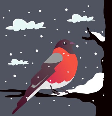 Dalda oturan şakrak kuşu. Vektör düz çizgi film illüstrasyon