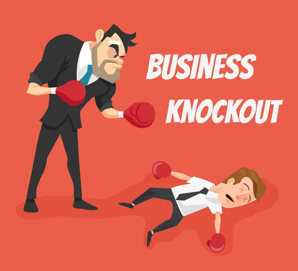 Knockout de negocios. Vector plano ilustración de dibujos animados — Archivo Imágenes Vectoriales