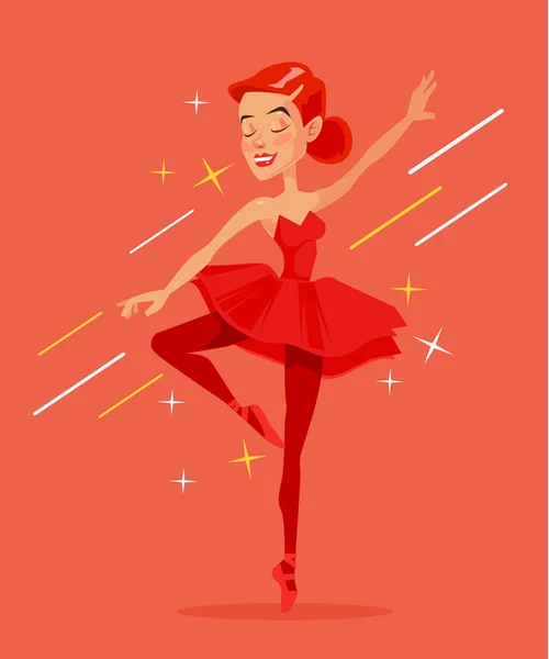 Rød ballerina. Vektor flad tegneserie illustration – Stock-vektor