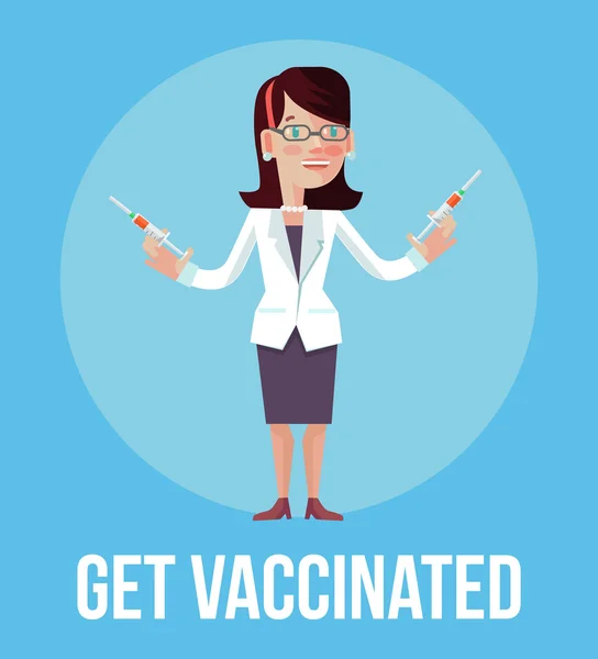 Get vaccinated. Vector flat cartoon banner illustration — Stock Vector