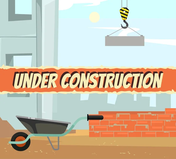 Under construction announcement. Vector flat cartoon illustration — Stock Vector