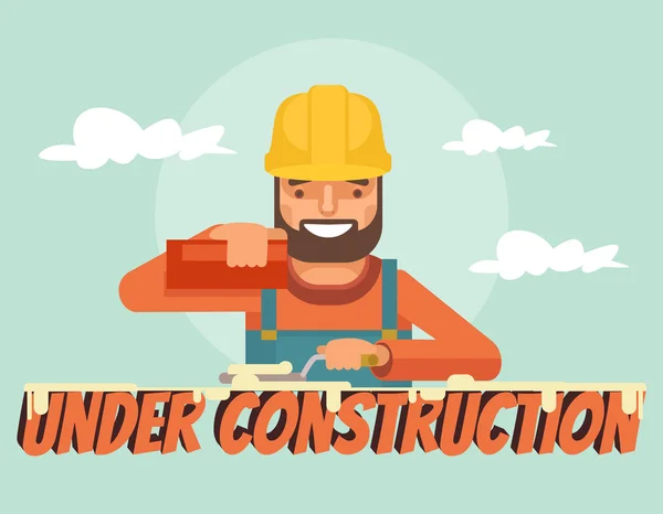 Under construction. Worker character. Vector flat cartoon illustration — Stock Vector