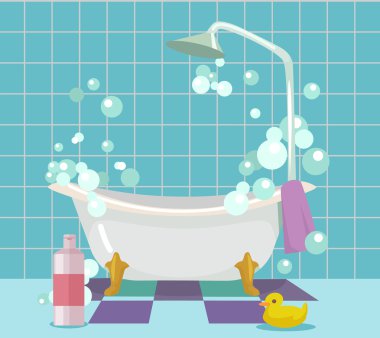 Banyo iç. Vektör düz çizgi film illüstrasyon