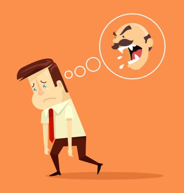 Öfkeli patron. Office işçisi karakter ateş. Vektör düz çizgi film illüstrasyon