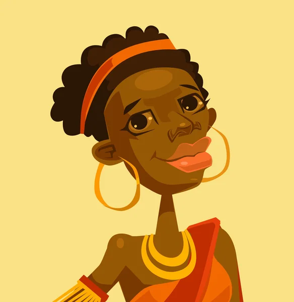 Femme noire visage caractère. Illustration vectorielle de dessin animé plat — Image vectorielle