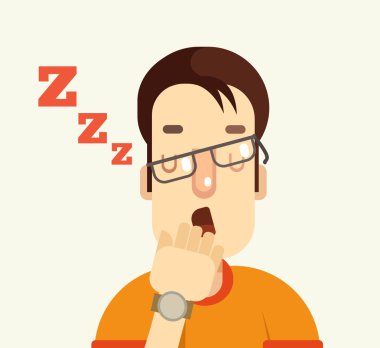 Man character yawning. Vector flat cartoon illustration clipart
